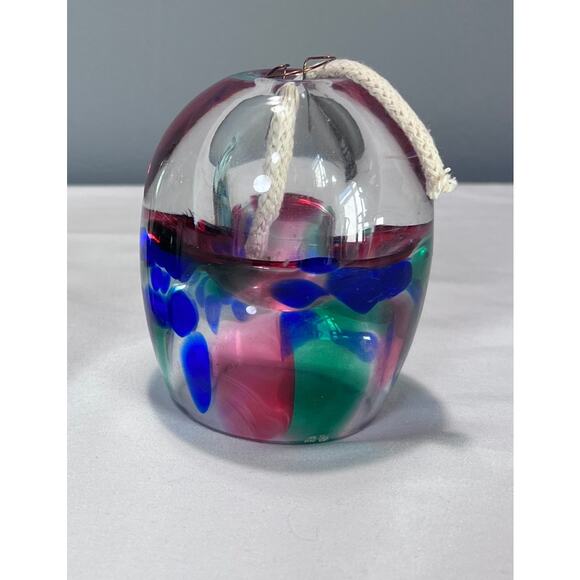 Adam Jablonski Art Glass Oil Burner Hand Blown Swirl Purple Green Poland Decor - Picture 3 of 4
